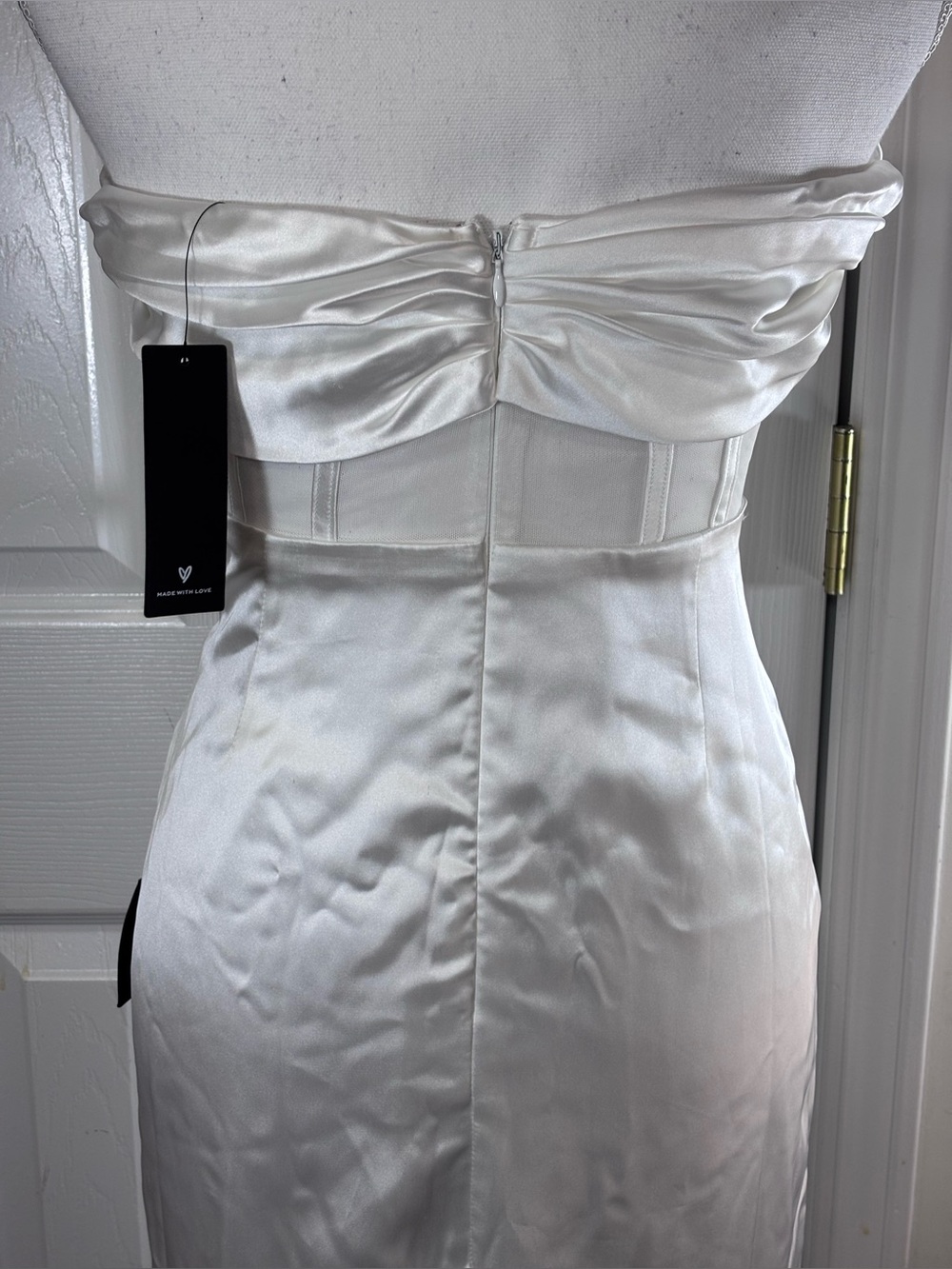 Lulus NWT High-Class Hottie White Satin Strapless Bustier Midi Sz L #2082736 - Picture 7 of 16